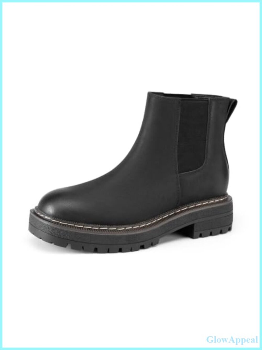 Womens Chunky Low Heel Slip On Short Ankle Boots Chelsea Faux Leather